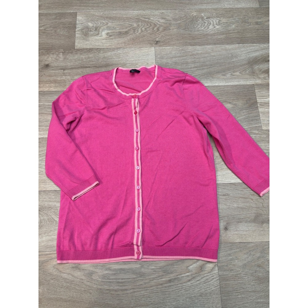 Talbots Womens Pink Button Front 3/4 Sleeve Cardigan Sweater Size M JO5161